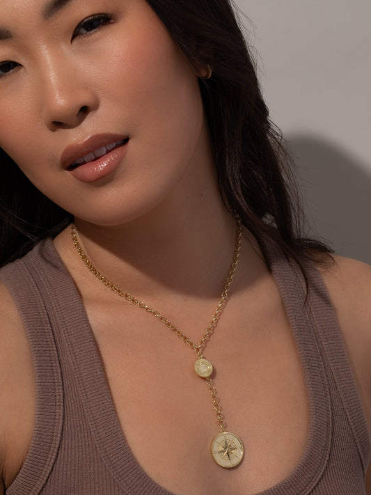 Compass Lariat Necklace | Gold | Product Image | Uncommon James