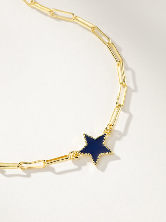 Navy Star Pendant And Chain Necklace | Gold| Product Image | Uncommon James