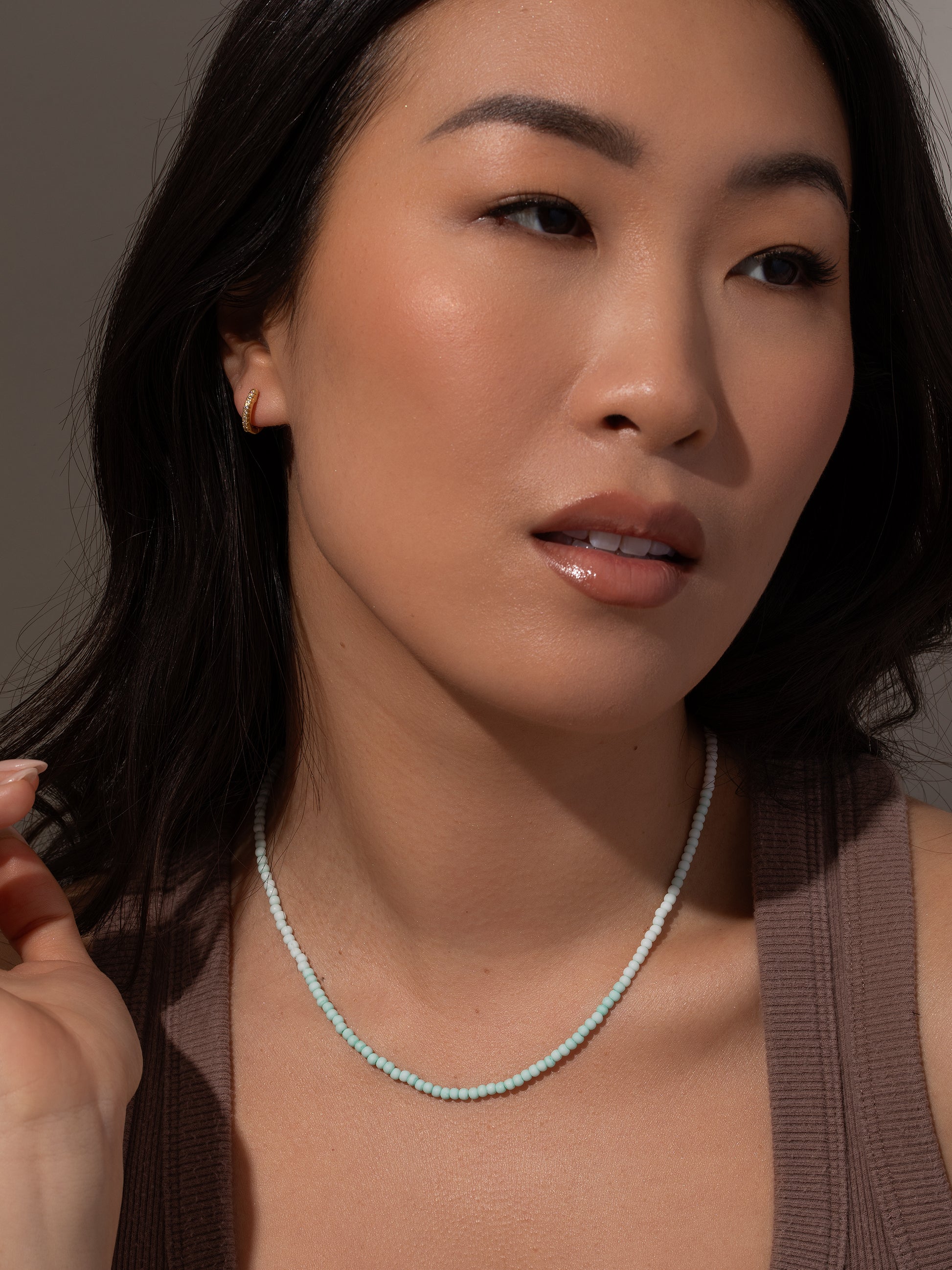 Ombré Beaded Necklace | Gold | Model Image | Uncommon James